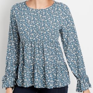 *NWOT ditsy floral tiered peasant blouse